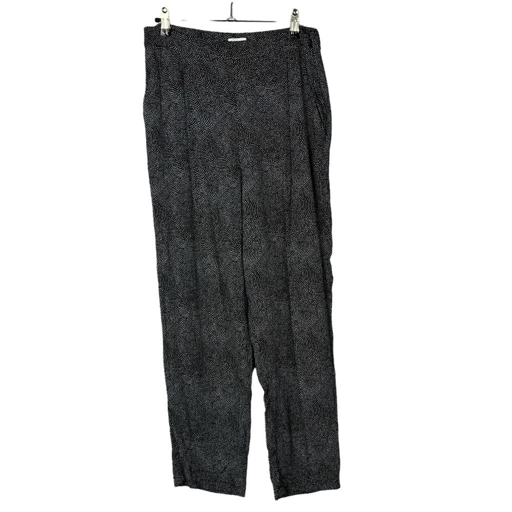 Leith Black White Dot Printed Straight Leg Trouser M
